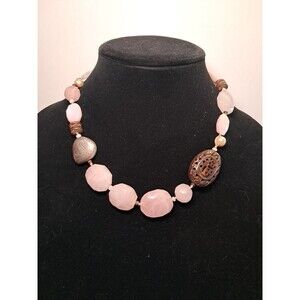 NWT Peyote Bird Free Spirit Chunky Gemstone Wood Silver Bead Mix Necklace 18.5"